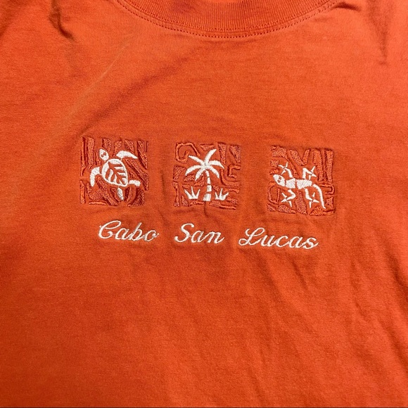 Cabo Vintage Orange Embroidery T Shirt - Picture 2 of 5